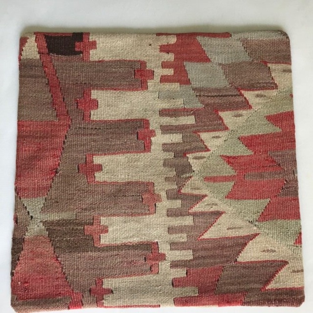 Turkish Throw Pillow Cover, Kilim Cushion. 18"x18"